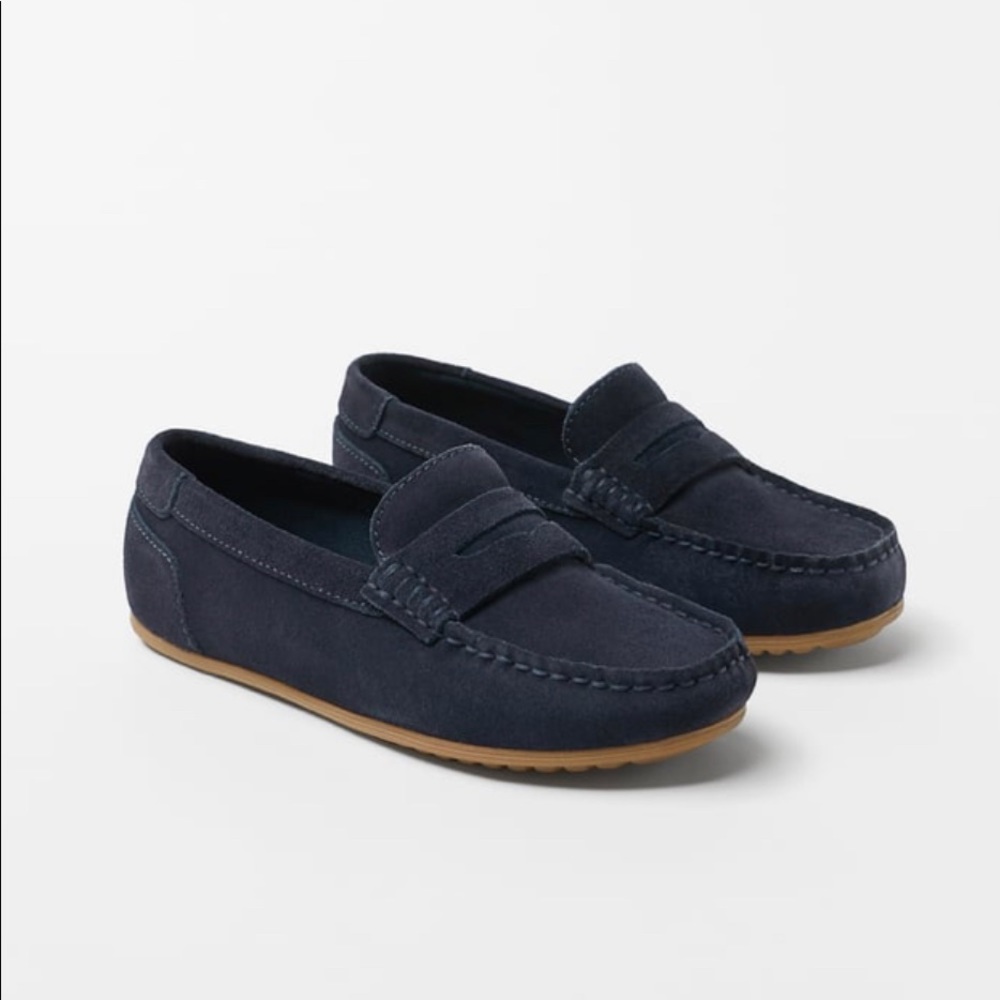 Zara Leather Navy Loafers